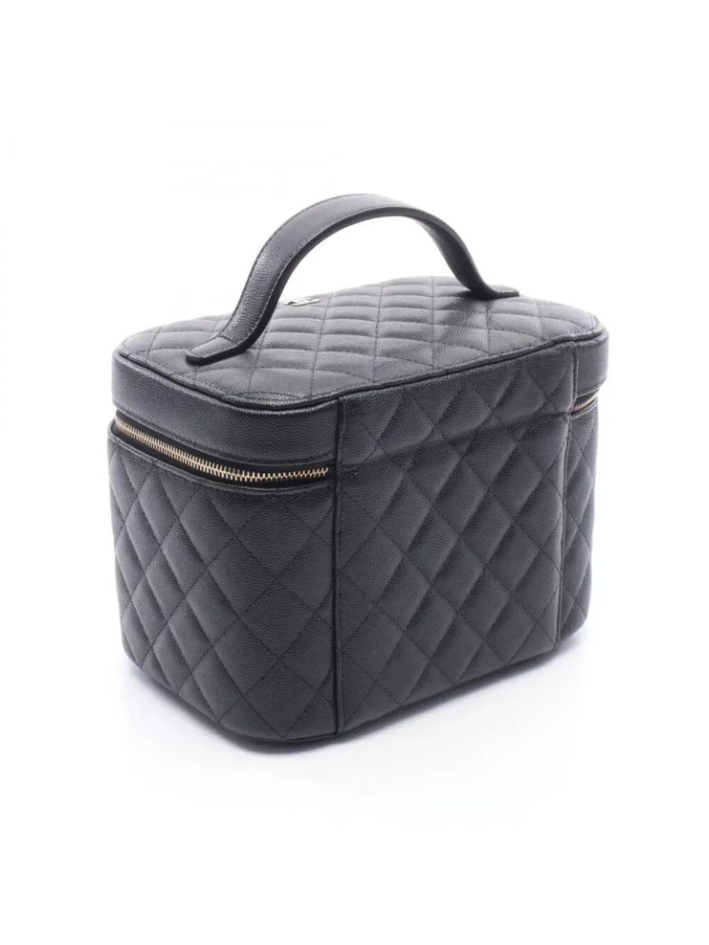 Chanel Handbag Quilted Black Caviar Leather Vanity